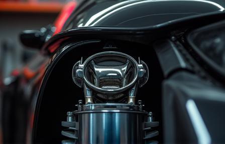 Detail of custom performance part installation.
