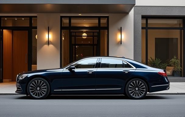 Elegant luxury sedan parked.