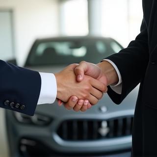 Handing over keys to a new luxury car.