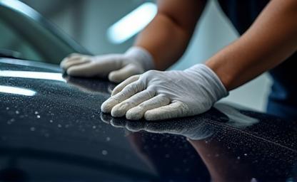 Luxury car being detailed.